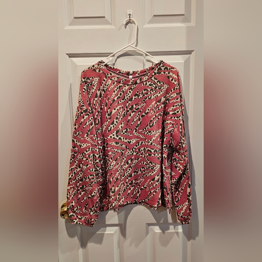 Stylish Pink Leopard Print Women's Top